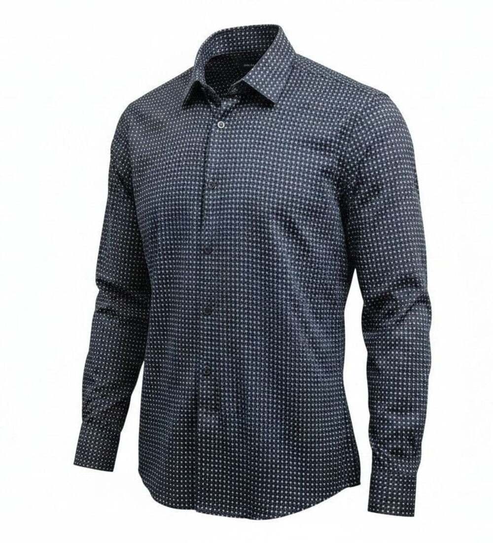 New John Miller Classics Stretch Long Sleeve Geometric Print Dress Shirt